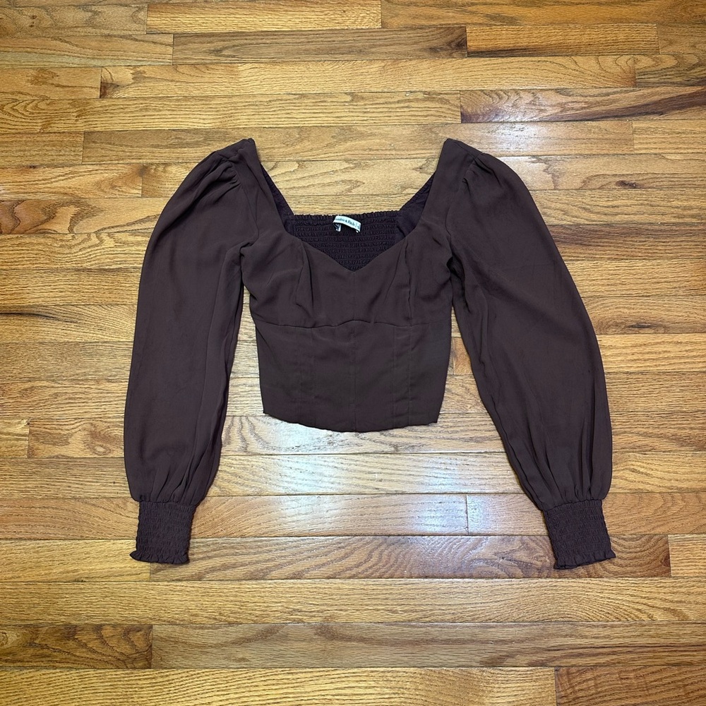 Abercrombie & Fitch Long-Sleeve Sweetheart
Puff Sleeve Top